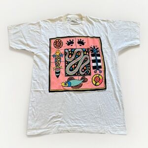 Vintage Shirt Mens L  Native American Art 90s 80s Village Mews Snake Nature‎